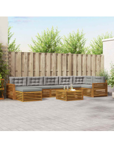 Set divani con cuscino 8 pcs Grigio Naturale e Chiaro