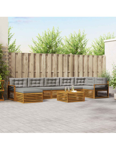 Set divani con cuscino 8 pcs Grigio Naturale e Chiaro
