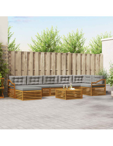 Set divani con cuscino 8 pcs Grigio Naturale e Chiaro
