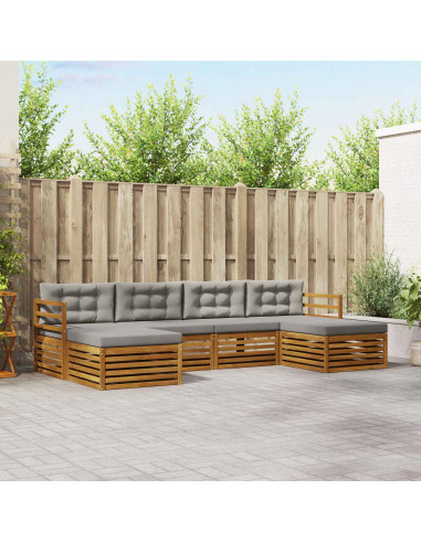 Set divani con cuscino 6 pcs Grigio Naturale e Chiaro