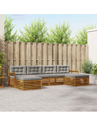 Set divani con cuscino 6 pcs Grigio Naturale e Chiaro