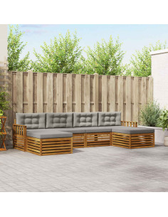 Set divani con cuscino 6 pcs Grigio Naturale e Chiaro