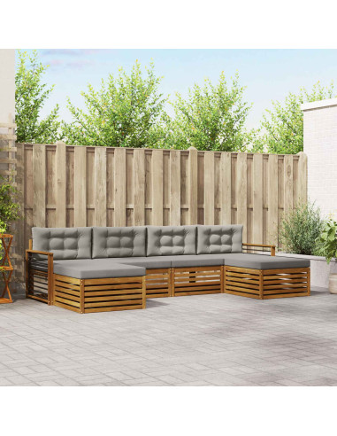 Set divani con cuscino 6 pcs Grigio Naturale e Chiaro