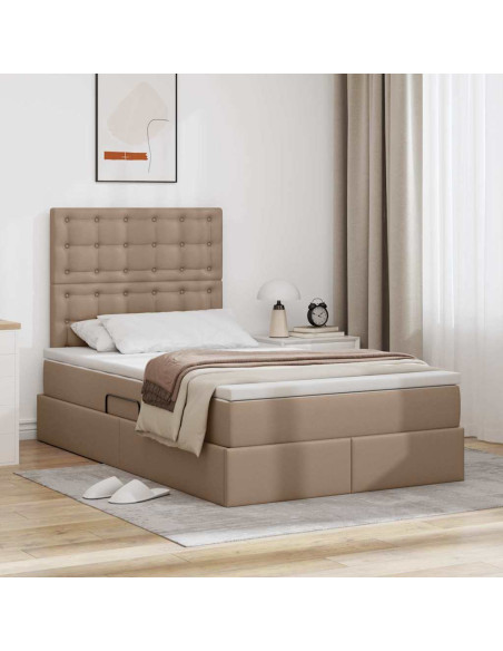 Letto con contenitore e LED con led Cappuccino 120 x 190 cm