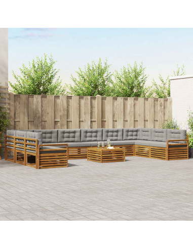 Set divani con cuscino 11 pcs Grigio Naturale e Chiaro