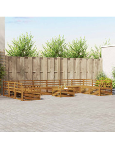 Set divani 11 pcs Naturale Legno di Acacia Massello