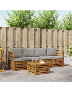 Set divani con cuscino 5 pcs Grigio Naturale e Chiaro