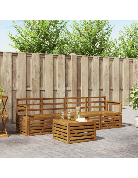 Set divani 5 pcs Naturale Legno di Acacia Massello
