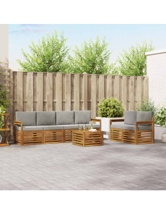 Set divani con cuscino 7 pcs Grigio Naturale e Chiaro