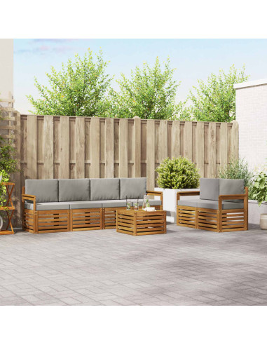 Set divani con cuscino 7 pcs Grigio Naturale e Chiaro