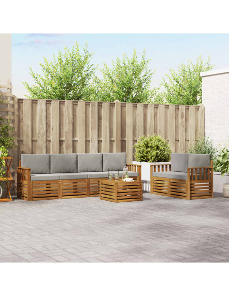 Set divani con cuscino 7 pcs Grigio Naturale e Chiaro