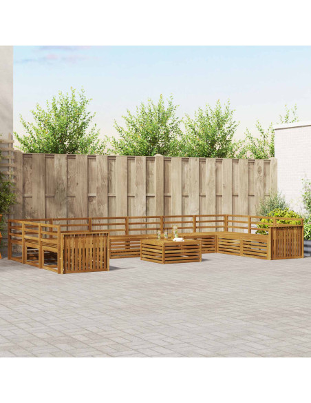 Set divani 11 pcs Naturale Legno di Acacia Massello