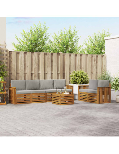 Set divani con cuscino 7 pcs Grigio Naturale e Chiaro