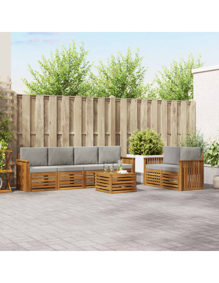 Set divani con cuscino 7 pcs Grigio Naturale e Chiaro