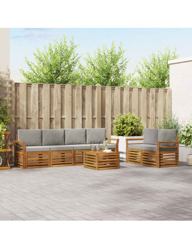 Set divani con cuscino 7 pcs Grigio Naturale e Chiaro