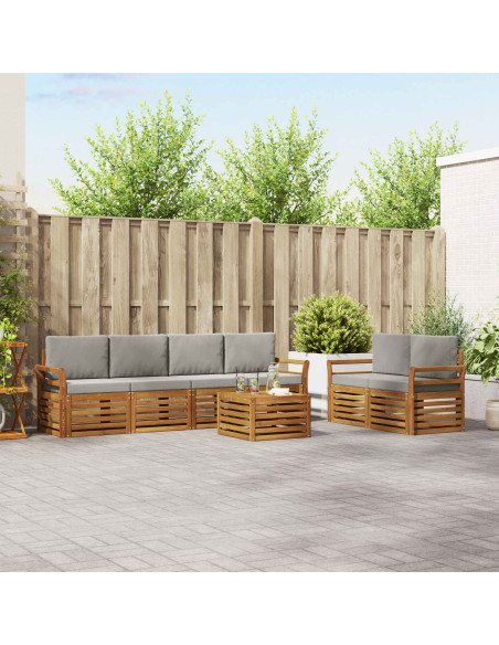 Set divani con cuscino 7 pcs Grigio Naturale e Chiaro