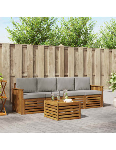 Set divani con cuscino 5 pcs Grigio Naturale e Chiaro