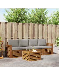 Set divani con cuscino 5 pcs Grigio Naturale e Chiaro