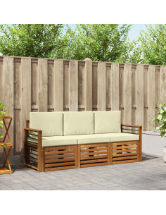 Set divani 3 pcs Naturale e Crema Legno di Acacia Massello