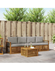 Set divani con cuscino 5 pcs Grigio Naturale e Chiaro