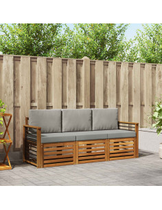 Set divani con cuscino 3 pcs Grigio Naturale e Chiaro