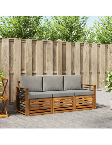 Set divani con cuscino 3 pcs Grigio Naturale e Chiaro