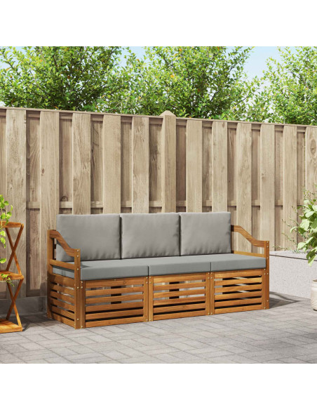 Set divani con cuscino 3 pcs Grigio Naturale e Chiaro