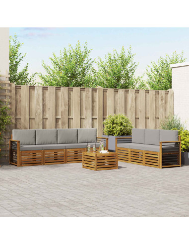 Set divani con cuscino 8 pcs Grigio Naturale e Chiaro