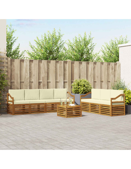 Set divani 8 pcs Naturale e Crema Legno di Acacia Massello