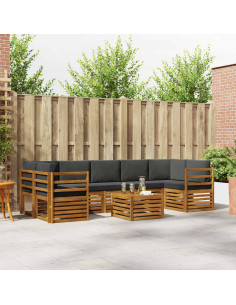Set divani 8 pcs Naturale e Antracite Legno di Acacia Massello