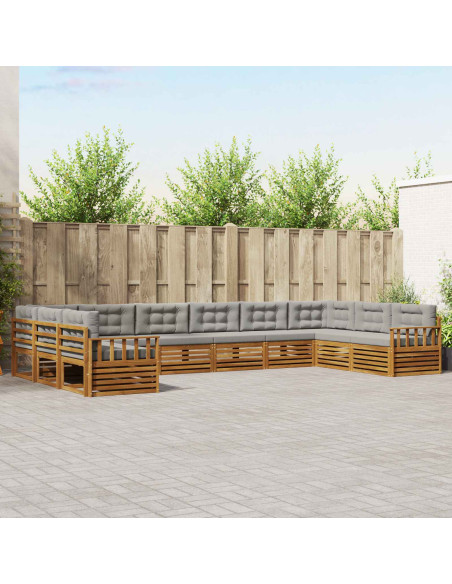 Set divani con cuscino 10 pcs Grigio Naturale e Chiaro