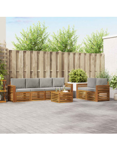 Set divani con cuscino 7 pcs Grigio Naturale e Chiaro