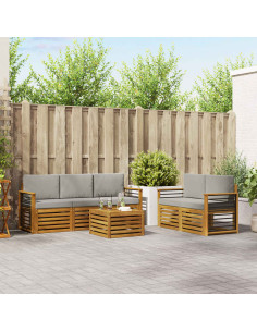 Set divani con cuscino 6 pcs Grigio Naturale e Chiaro