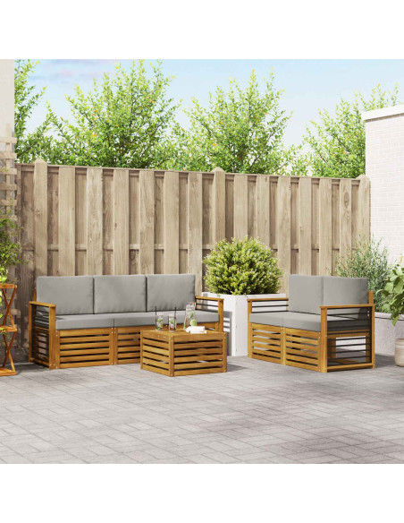 Set divani con cuscino 6 pcs Grigio Naturale e Chiaro