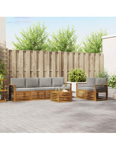 Set divani con cuscino 7 pcs Grigio Naturale e Chiaro