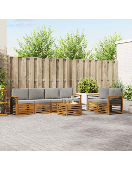 Set divani con cuscino 7 pcs Grigio Naturale e Chiaro