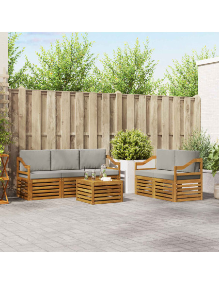 Set divani con cuscino 6 pcs Grigio Naturale e Chiaro