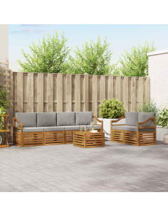 Set divani con cuscino 7 pcs Grigio Naturale e Chiaro