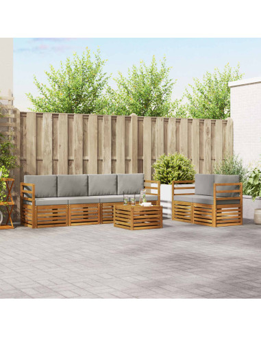 Set divani con cuscino 7 pcs Grigio Naturale e Chiaro