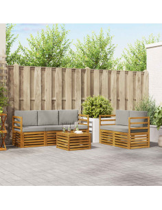 Set divani con cuscino 6 pcs Grigio Naturale e Chiaro