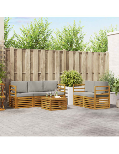 Set divani con cuscino 6 pcs Grigio Naturale e Chiaro