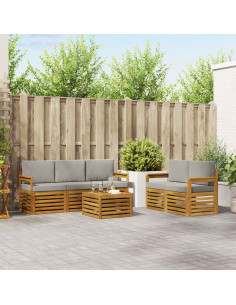 Set divani con cuscino 6 pcs Grigio Naturale e Chiaro