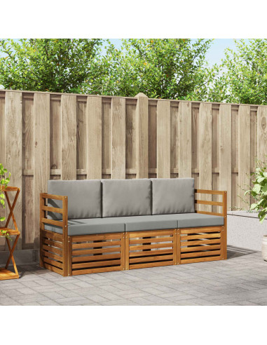 Set divani con cuscino 3 pcs Grigio Naturale e Chiaro