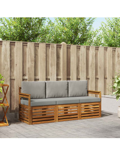 Set divani con cuscino 3 pcs Grigio Naturale e Chiaro