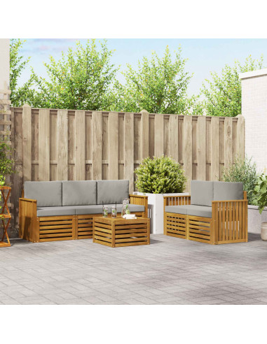 Set divani con cuscino 6 pcs Grigio Naturale e Chiaro