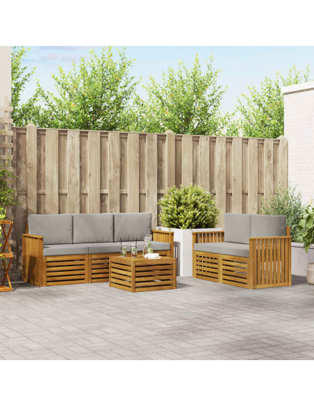 Set divani con cuscino 6 pcs Grigio Naturale e Chiaro