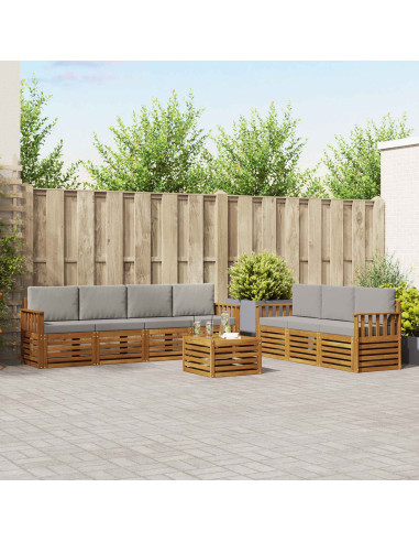 Set divani con cuscino 8 pcs Grigio Naturale e Chiaro