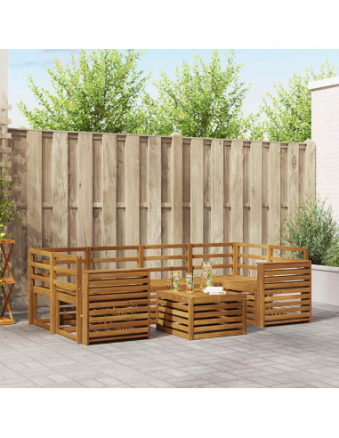 Set divani 7 pcs Naturale Legno di Acacia Massello