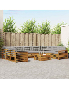 Set divani con cuscino 10 pcs Grigio Naturale e Chiaro