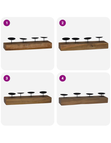 Candelabro Naturale 50 x 15 x 10 cm Legno massello di teak